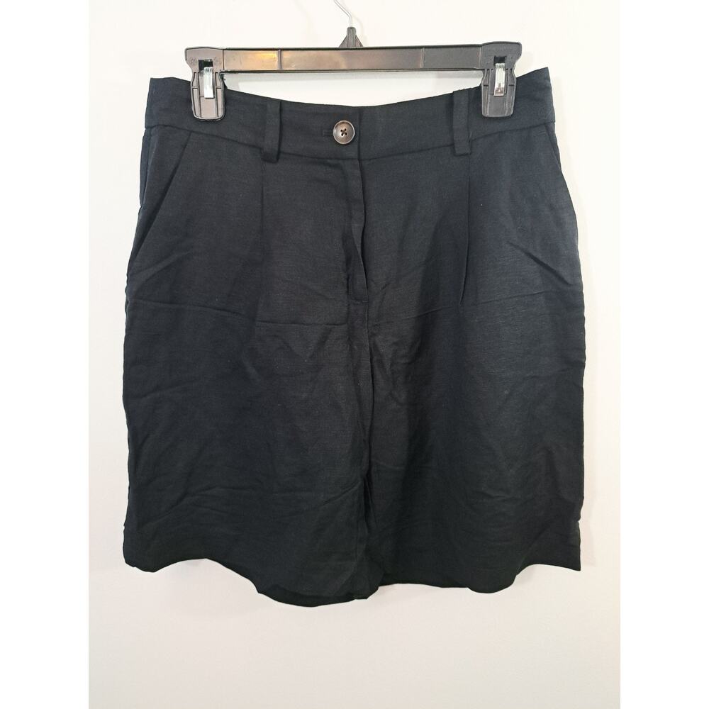 Loft Women's Black Linen Blend High-Rise 9" Inseam Shorts In Size 2